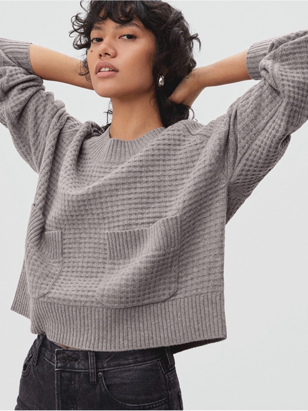 Everlane The Belgian-Waffle Pocket Cashmere pull over in Taupe women’s XS